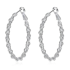 Braided Hoop Earrings In 18KT White Gold