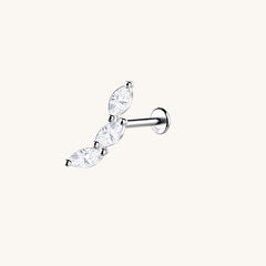 925 Sterling Silver 14K Gold-Plated Clover-Shaped Flat-Back Stud Earrings