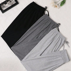 Womens Comfortable Solid-Color Retro Casual Ankle-Fit Pants