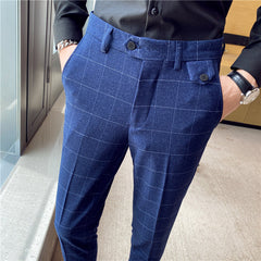 Costume de pantalon crayon élégant et ajusté pour témoin de mariage, style coréen et britannique classique à carreaux