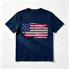 T-shirt à manches courtes, col rond et imprimé drapeau