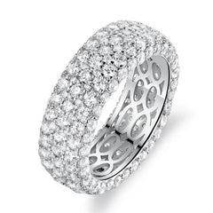 18K White Gold Plated Five Row Eternity Ring Made with Swarovski Elements
