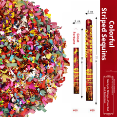 Bâton de salut à main - pendaison de crémaillère - sequins multicolores - 58 cm - 1 pièce