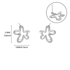 18K Gold-plated Copper Hollow-out Flower Earrings