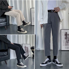 Pantalon décontracté polyvalent pour homme, coupe ample et droite