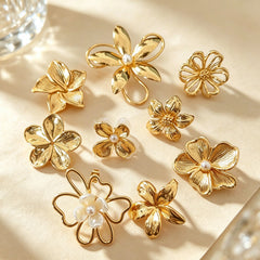 Double-layer Flower Stainless Steel Earrings Light Luxury With A Premium Feel