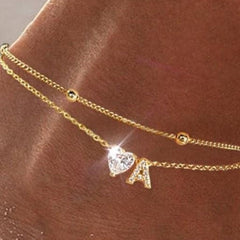 Womens Adjustable Delicate Versatile Double-layer Anklet Set