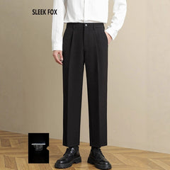 Pantalones de traje casuales para hombre, de corte recto y caída fluida