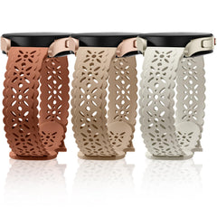 Lace Floral Bands Compatible with Samsung Galaxy Watch 6 Band/Galaxy Watch 5 Band/Galaxy Watch 4 Band/Watch 5 Pro/Watch 4 6 Classic/Watch 3/Active 2 20mm Soft Silicone Hollow-out Sport Strap Women