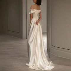 Robe de mariée blanche légère française à épaules dénudées