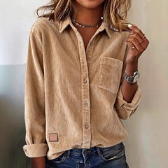 Chemise cardigan ample pour femme, à manches longues et boutonnée