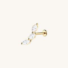 925 Sterling Silver 14K Gold-Plated Clover-Shaped Flat-Back Stud Earrings