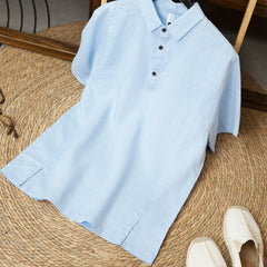 Chemise à manches courtes en lin respirant pour homme