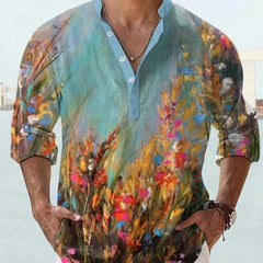 Camisa polo para hombre de manga larga con estampado digital 3D