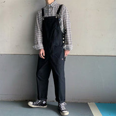 Mono holgado y elegante para hombre, con múltiples bolsillos y tirantes