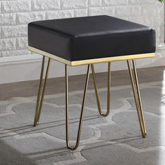 Catheau Square Ottoman Brass Finished Frame Hairpin Legs