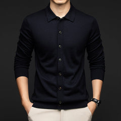 Mens Casual Commuter-style Solid-color Wool Sweater