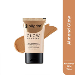 Crème BB Pilgrim Glow SPF 50 PA++++, couverture instantanée des imperfections, fini mat, enrichie en vitamine C - Almond Glow