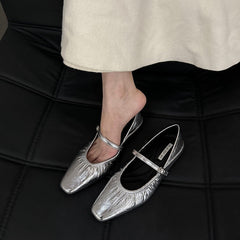 Womens Silver Flat Dress Shoes