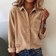 Chemise cardigan ample pour femme, à manches longues et boutonnée