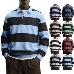 T-shirt homme ample à col large, rayé et à manches longues