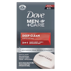 Dove Men+Care Body Soap and Face Bar More Moisturizing Than Bar Soap Deep Clean Effectively Washes Away Bacteria Nourishes Your Skin 3.75 Ounce (Pack of 6)