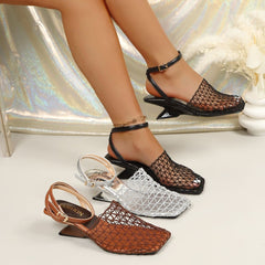 Niche Fishnet Headband Summer Outdoor Woven Hollow-out Thin Sandals