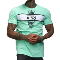 Camisa casual para hombre de manga corta, cuello redondo y estampado digital 3D