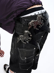 Ceinture en cuir pleine fleur texturé et embossé