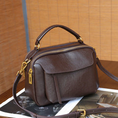 Simple Top-Grain Leather Women's Bag, Commuter Versatile Small Square Bag, Large Capacity Shoulder Bag, High-End Light Luxury Handbag