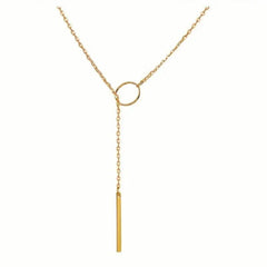 Chic Ethnic-Inspired Alloy Circle & Rod Pendant Necklace