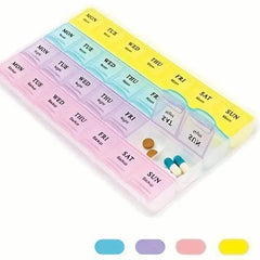 Colorful 28-Compartment Pill Organizer - Portable, Large Capacity Health Care Box