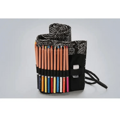 Colorful Roll Up Pencil Case Canvas Flowers Style Colored Pencils Wrap Multi-Purpose Pen Holder Cute Case