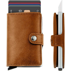 Credit Card Holder RFID Blocking Genuine Leather Vintage Aluminum Business Wallet