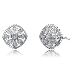 Cubic Zirconia Filigree Stud Earrings