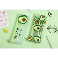 Cute Fruit Theme Pencil Case Unique Design Avocado Pattern Transparent Pencil Pouch School Pencil Bag For Students