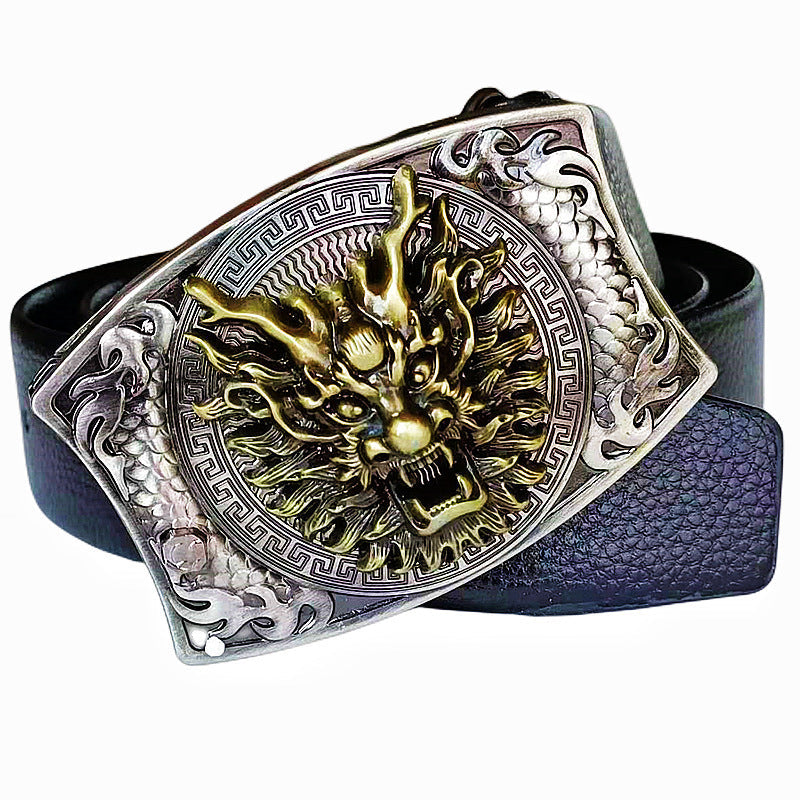 Ceinture à boucle lisse avec couteau d'autodéfense, tête de boucle punk