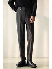 Pantalon de costume décontracté et élégant pour homme, coupe droite