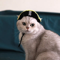 Sombrero pirata con orejas descubiertas, pequeño, disfraz artesanal para mascotas