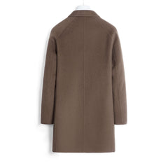 Male Solid Color Worsted Wool Mid-length Slim-fit Coat