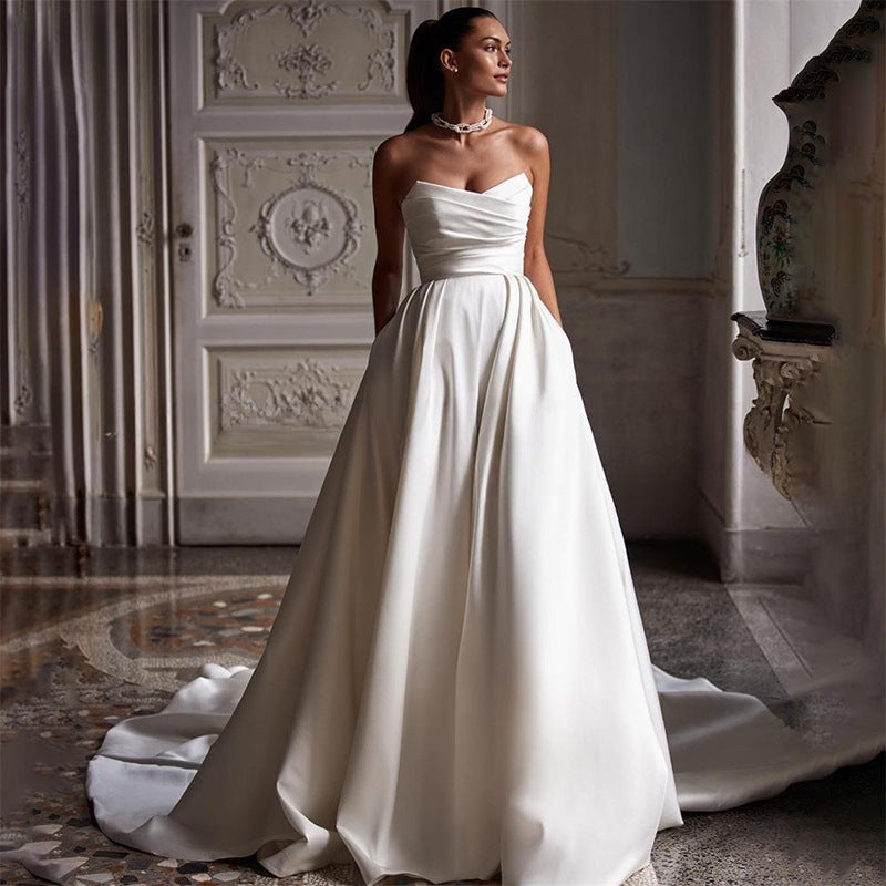 Four Seasons Neuer Stil Weißes Satin-Trägerkleid