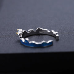 925 Silver Ring Inlaid With Swiss Blue Topaz Exuding Elegance And Sophistication