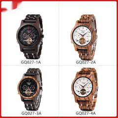 Business Flywheel Mechanical Multi-function Wooden Watch