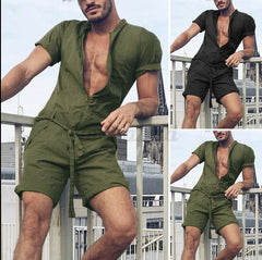 Combinaison homme à manches courtes, couleur unie