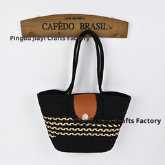 Casual shoulder bag-hollow-beige-9 * 24 *37cm-1 piece