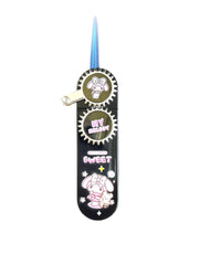 NIVEK Rocker Arm Lighter Gear Dial Lighter Kitty KT Cat Melody Kulomi Japanese Character Kawaii Blue Flame Jet Torch Refillable Black with Silver Rocker Dial (Melody)