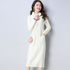 Pull femme ample, très épais, à col montant et doublure en polaire