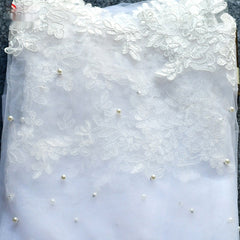 Exquisite Lace Black Veil Pearl Bridal Veil