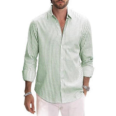 Chemise décontractée pour homme à rayures, col à revers et imprimé numérique
