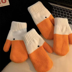 Guantes de lana tejidos a mano con diseño divertido de cisne